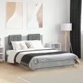 Cadre de lit avec tête de lit gris béton 135x190 cm