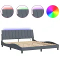 Cadre de lit avec lumières LED gris foncé 180x200 cm velours