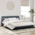 Cadre de lit avec lumières LED gris foncé 180x200 cm velours