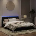 Cadre de lit avec lumières LED noir 160x200 cm velours