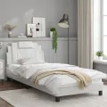 Cadre de lit avec lumières LED blanc 90x190 cm similicuir