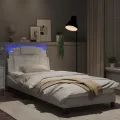 Cadre de lit avec lumières LED blanc 90x190 cm similicuir