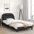 Cadre de lit avec tête de lit Noir 100x200 cm Similicuir