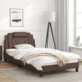 Cadre de lit avec tête de lit Marron 100x200 cm Similicuir