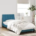 Cadre de lit avec lumières LED bleu 90x200 cm velours