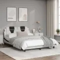 Cadre de lit avec lumières LED blanc noir 120x200 cm similicuir