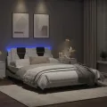 Cadre de lit avec lumières LED blanc noir 120x200 cm similicuir