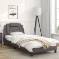 Cadre de lit avec lumières LED gris 90x200 cm similicuir