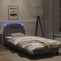 Cadre de lit avec lumières LED gris 90x200 cm similicuir