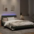 Cadre de lit avec lumières LED gris clair 140x190 cm velours