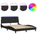 Cadre de lit avec lumières LED noir 140x190 cm velours