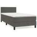 cadre de lit et matelas Gris foncé 90x200 cm Velours