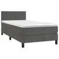 cadre de lit et matelas Gris foncé 90x200 cm Velours