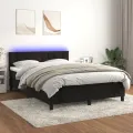 cadre de lit avec matelas et LED Noir 140x200 cm