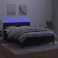 cadre de lit avec matelas et LED Noir 140x200 cm