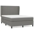 cadre de lit avec matelas Gris foncé 140x200cm Tissu
