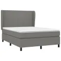 cadre de lit avec matelas Gris foncé 140x200cm Tissu