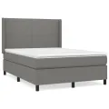 cadre de lit avec matelas Gris foncé 140x190cm Tissu