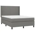 cadre de lit avec matelas Gris foncé 140x190cm Tissu