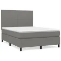 cadre de lit avec matelas Gris foncé 140x200cm Tissu