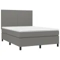 cadre de lit avec matelas Gris foncé 140x200cm Tissu