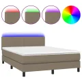 cadre de lit avec matelas LED Taupe 140x200 cm Tissu