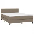 cadre de lit avec matelas LED Taupe 140x200 cm Tissu