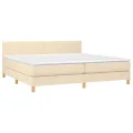 cadre de lit et matelas et LED Crème 200x200cm Tissu