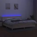 cadre de lit et matelas et LED Crème 200x200cm Tissu