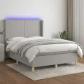 cadre de lit matelas LED Gris clair 140x200 cm Tissu