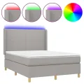 cadre de lit matelas LED Gris clair 140x200 cm Tissu