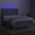 cadre de lit matelas LED Gris clair 140x200 cm Tissu