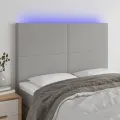 Tête de lit à LED Gris clair 144x5x118/128 cm Tissu