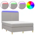 cadre de lit et matelas et LED Gris clair 140x200 cm