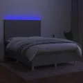 cadre de lit et matelas et LED Gris clair 140x200 cm