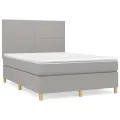 cadre de lit avec matelas Gris clair 140x200cm Tissu
