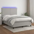 cadre de lit et matelas et LED Gris clair 140x200 cm