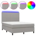 cadre de lit et matelas et LED Gris clair 140x200 cm