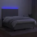 cadre de lit et matelas et LED Gris clair 140x200 cm