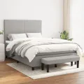 cadre de lit avec matelas Gris clair 140x200cm Tissu