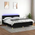 cadre de lit avec matelas LED Noir 160x200 cm Tissu