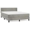 cadre de lit et matelas Gris clair 140x190cm Velours