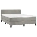 cadre de lit et matelas Gris clair 140x190cm Velours