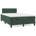 cadre de lit et matelas Vert foncé 120x200cm Velours