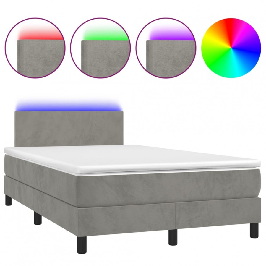 cadre de lit avec matelas LED Gris clair 120x200 cm