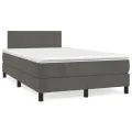 cadre de lit et matelas Gris foncé 120x200cm Velours