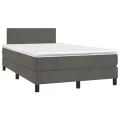 cadre de lit et matelas Gris foncé 120x200cm Velours