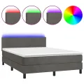 cadre de lit avec matelas LED Gris foncé 140x200 cm
