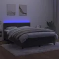 cadre de lit avec matelas LED Gris foncé 140x200 cm