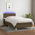 cadre de lit et matelas et LED Marron foncé 80x200cm
